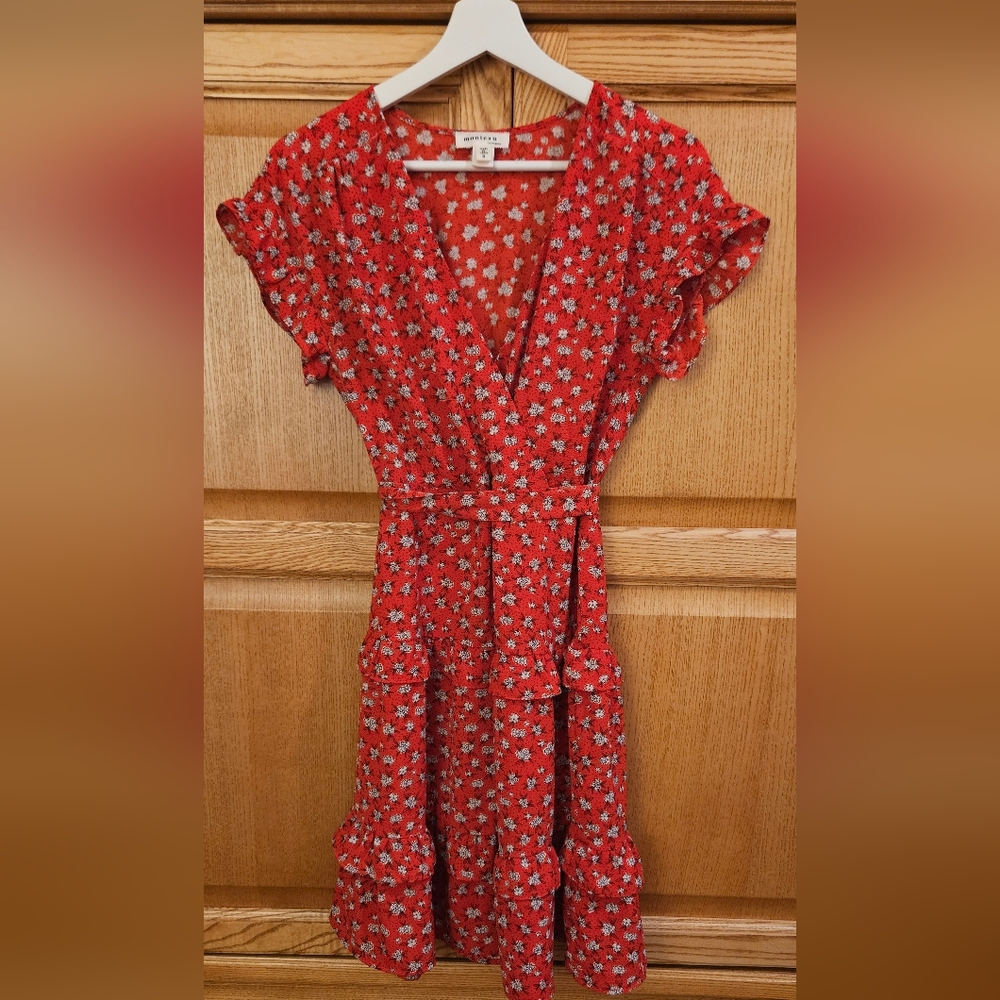 The Monteau Red Floral Dress Size Small